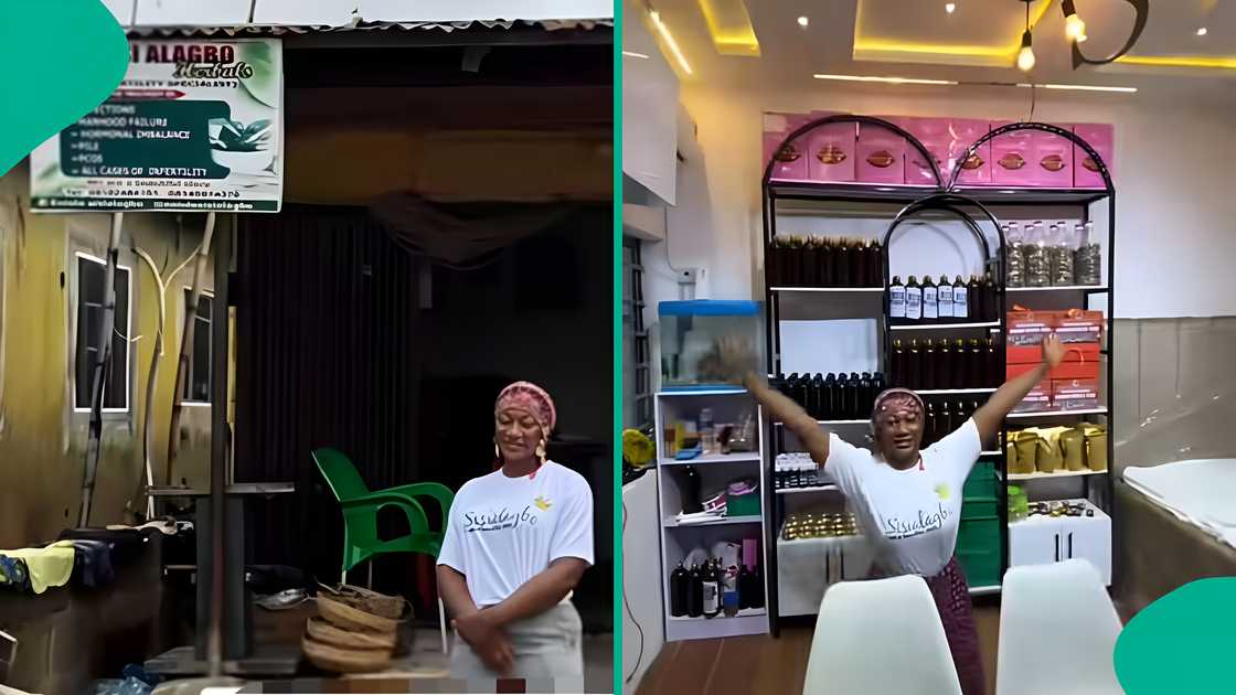 Nigerian woman moves herb business to duplex, fans celebrate online Nigerian woman moves herb business to duplex, fans celebrate online