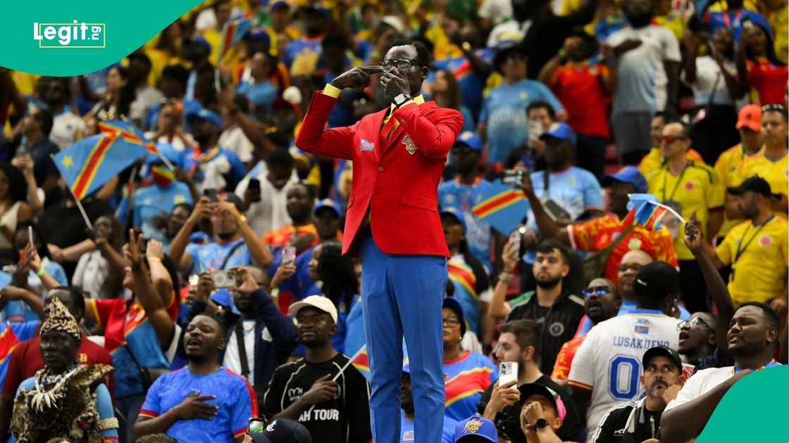 Michel Nkuka Mboladinga, Lumumba Vea, Colombia, DR Congo, World Cup, Guadalajara Stadium, Zapopan, Mexico. Michel Nkuka Mboladinga, Lumumba Vea, Colombia, DR Congo, World Cup, Guadalajara Stadium, Zapopan, Mexico.