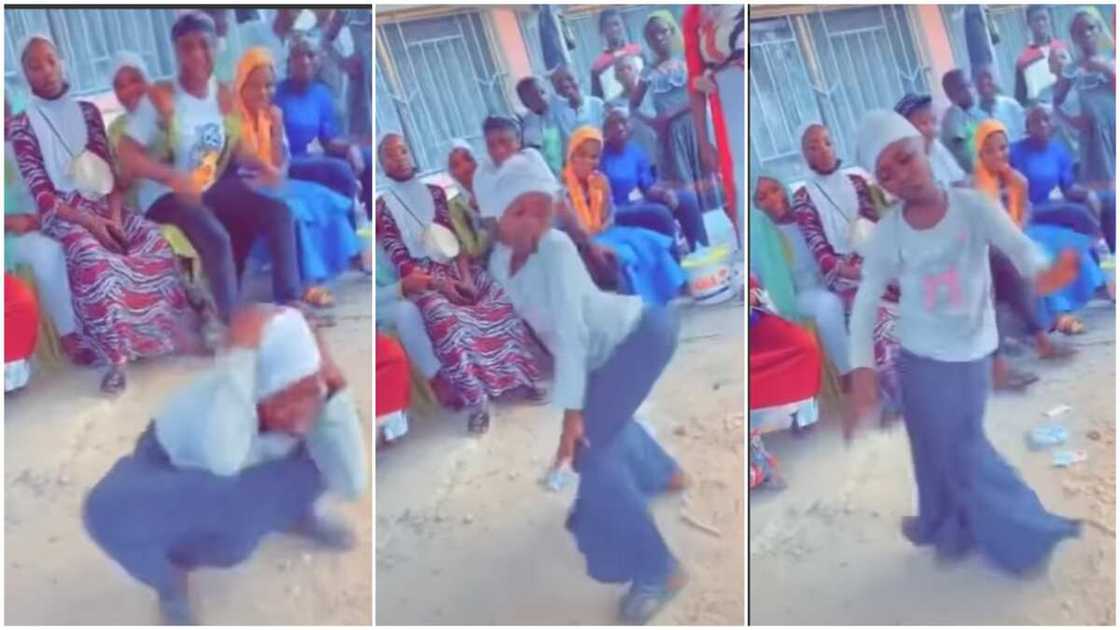 The kid twerked in front of her audience. The kid twerked in front of her audience.