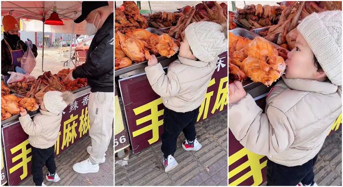 Photo of boy biting chicken meat. Photo of boy biting chicken meat.