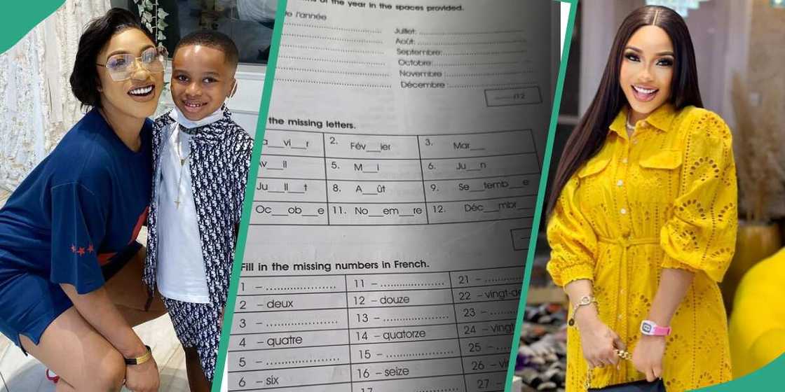 Tonto Dikeh complains about son's French homework Tonto Dikeh complains about son's French homework