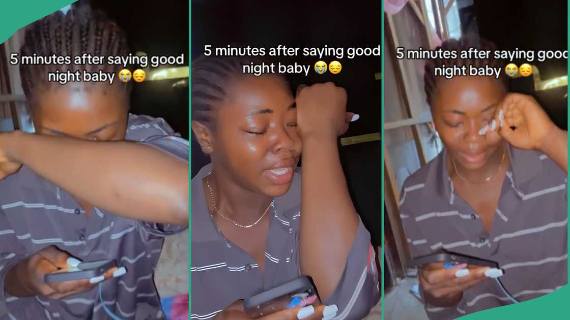 Video shows lady weeping after finding her man on another call after telling her goodnight