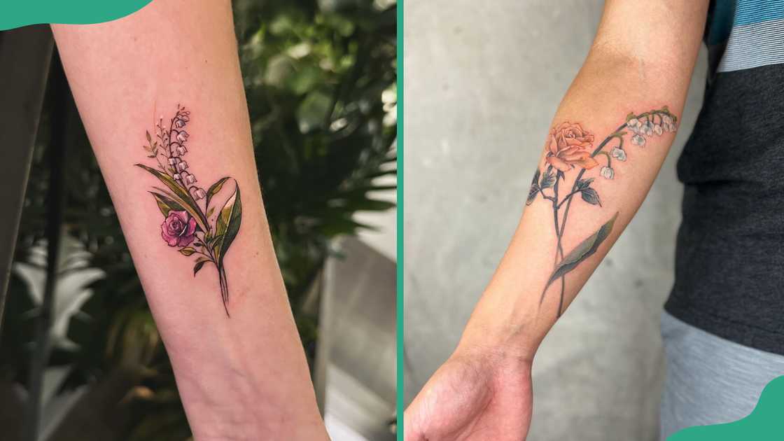 Rose and Lily of the Valley tattoos.