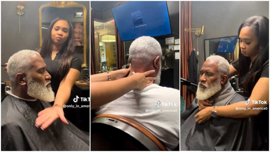 Man got cool haircut/Lady massaged customer. Man got cool haircut/Lady massaged customer.