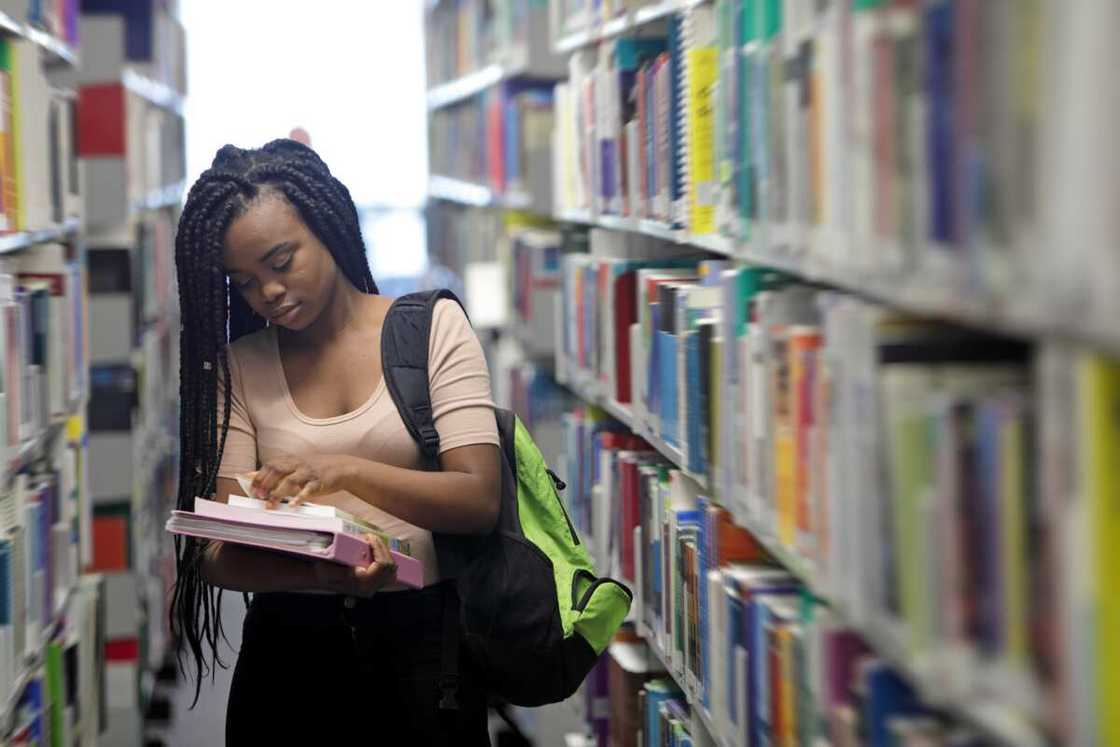 A female student in library A female student in library