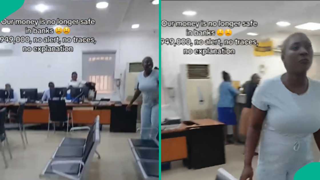 Woman expresses great anger in bank after N949k left her account without her knowledge Woman expresses great anger in bank after N949k left her account without her knowledge