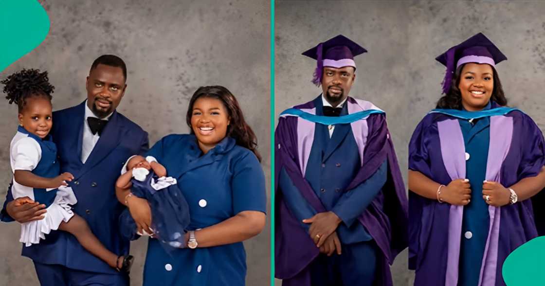 Lady and Her Husband Graduate from UNIBEN, Share Convocation Photos with Their Children