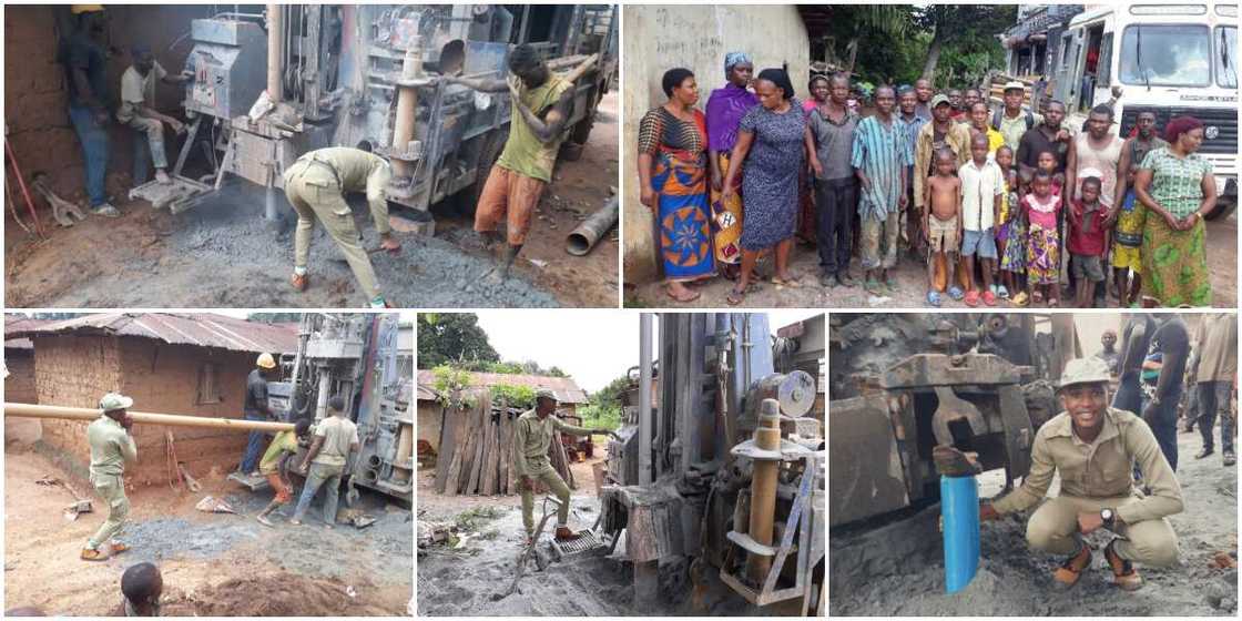 Corps member causes stir in villages as he begins construction of two boreholes for them