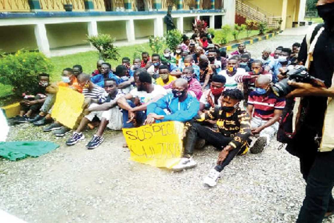 'Yan sanda sun kama 'yan kungiyar asiri 56 da kokon kawunan mutane 'Yan sanda sun kama 'yan kungiyar asiri 56 da kokon kawunan mutane