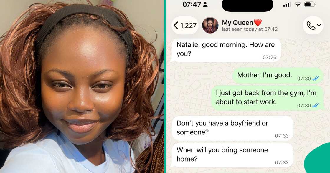 24-year-old lady displays her WhatsApp chat with mum about marriage. 24-year-old lady displays her WhatsApp chat with mum about marriage.