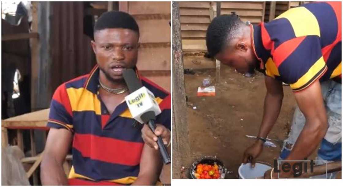 Nigerian man, Francis Ukoh who sells Akara at Ilesha. Nigerian man, Francis Ukoh who sells Akara at Ilesha.