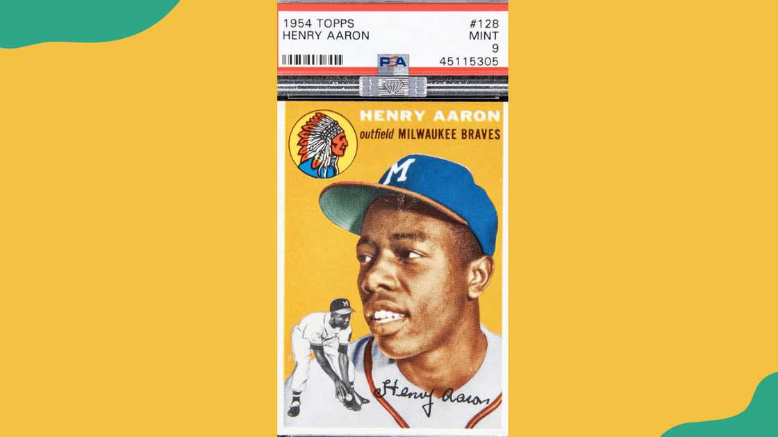 1954 Topps #128 Hank Aaron Rookie Card 1954 Topps #128 Hank Aaron Rookie Card