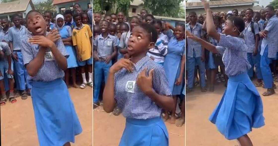 Young girl dances with funny facial expressions Young girl dances with funny facial expressions