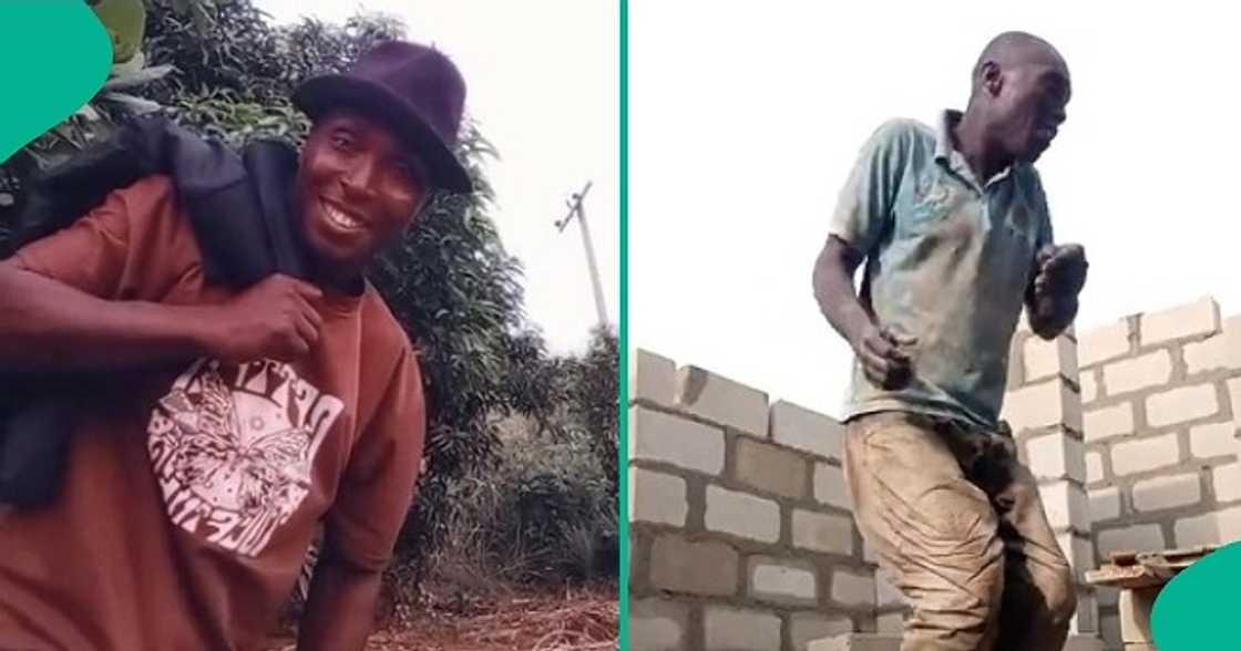 Bricklayer shows off dance moves at construction site