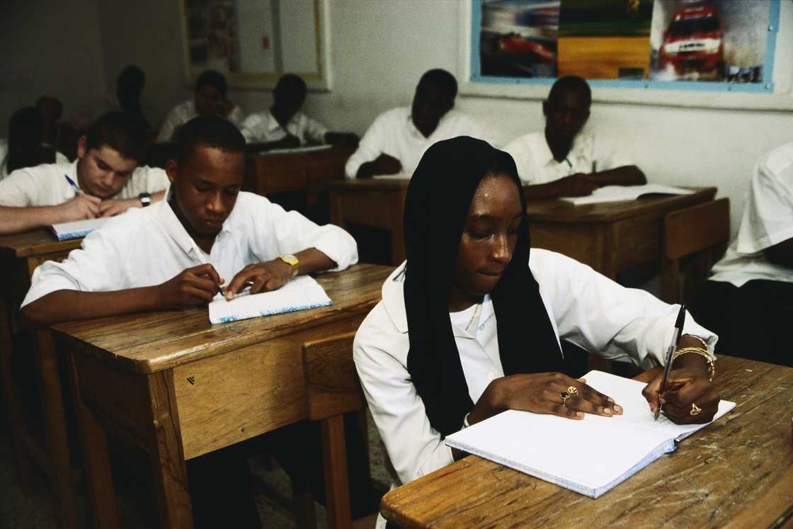 Students studying a classroom