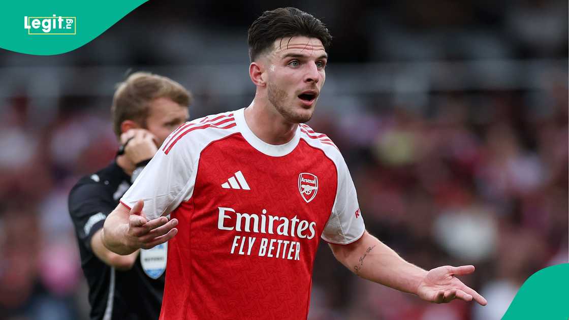 Declan Rice, Arsenal, Villarreal, Emirates Stadium, England. Declan Rice, Arsenal, Villarreal, Emirates Stadium, England.