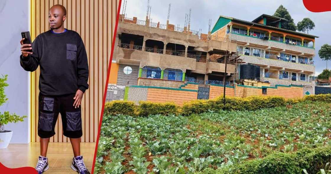 Kisii man Sam Ongweti shows off his village home.