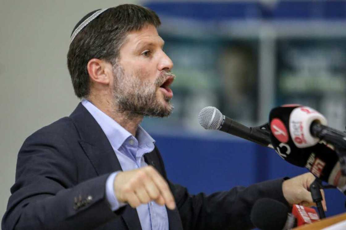 Bezalel Smotrich, Israeli far-right lawmaker of the Religious Zionist Party, speaks during a rally with supporters in the southern Israeli city of Sderot on October 26 Bezalel Smotrich, Israeli far-right lawmaker of the Religious Zionist Party, speaks during a rally with supporters in the southern Israeli city of Sderot on October 26