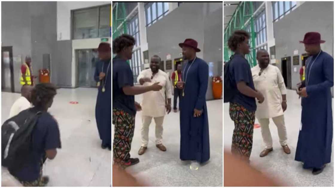 Olu of Warri/greeting king in public. Olu of Warri/greeting king in public.