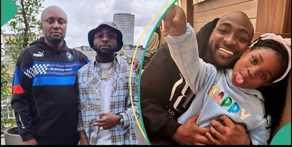 Isreal DMW with Davido, Davido and daughter Imade