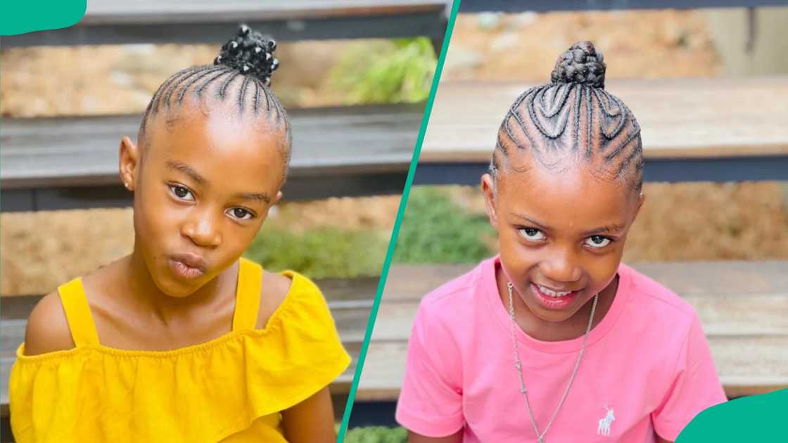Girls wearing Updo cornrows with colored beads Girls wearing Updo cornrows with colored beads