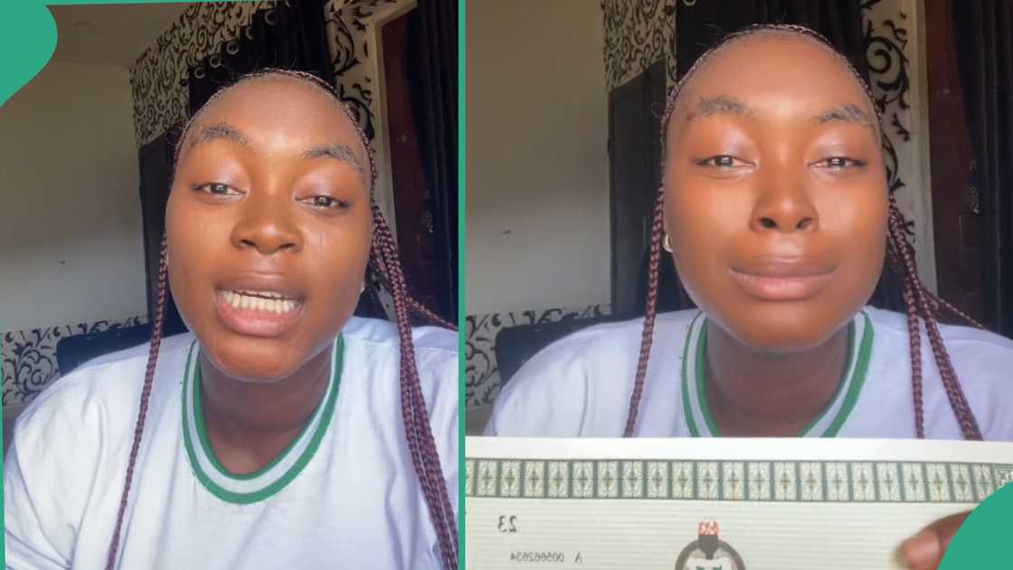 Lady completes her NYSC. Lady completes her NYSC.
