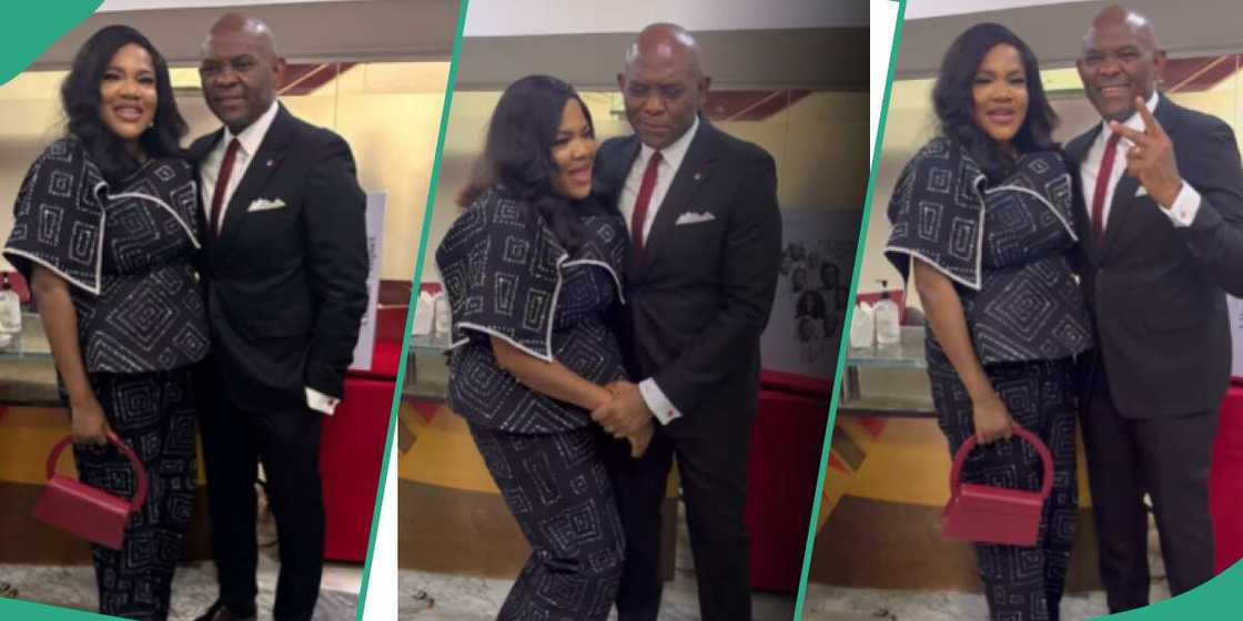 Toyin Abraham meets Tony Elumelu. Toyin Abraham meets Tony Elumelu.