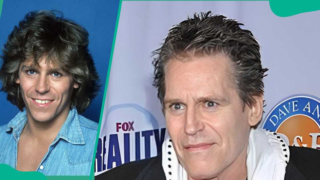 Jeff Conaway in a denim shirt on the Taxi (L). The actor in a black and white jacket at The Music Box at the Fonda Hollywood (R)