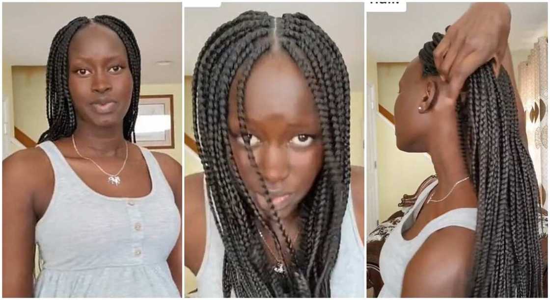Chuchu, a Kenyan lady stirs reactions with the braids she made in USA for N99,000. Chuchu, a Kenyan lady stirs reactions with the braids she made in USA for N99,000.