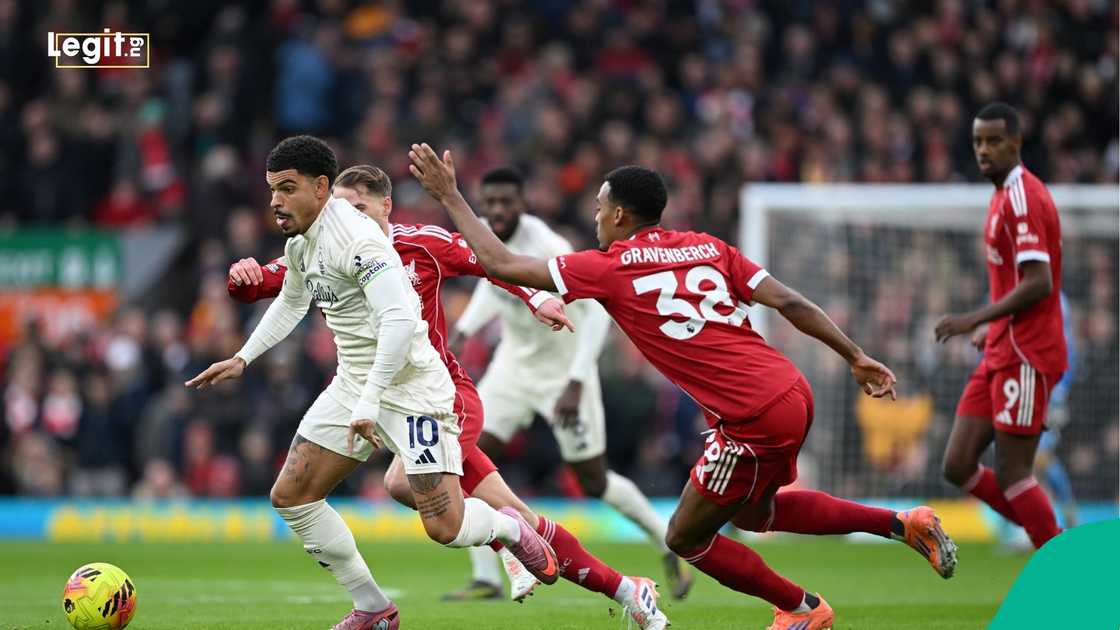 Morgan Gibbs-White, Premier League, Liverpool, Nottingham Forest, Anfield, England.