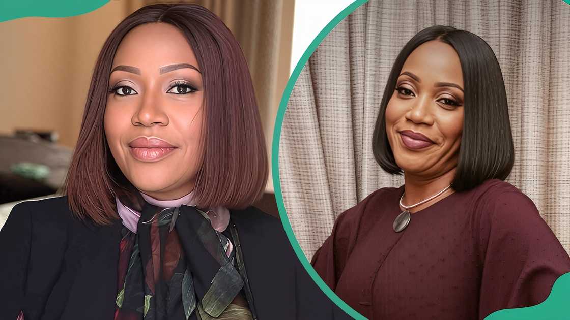 Margaret Brownson Usen in a patterned scarf with a dark blazer and posing indoors in a maroon dress Margaret Brownson Usen in a patterned scarf with a dark blazer and posing indoors in a maroon dress
