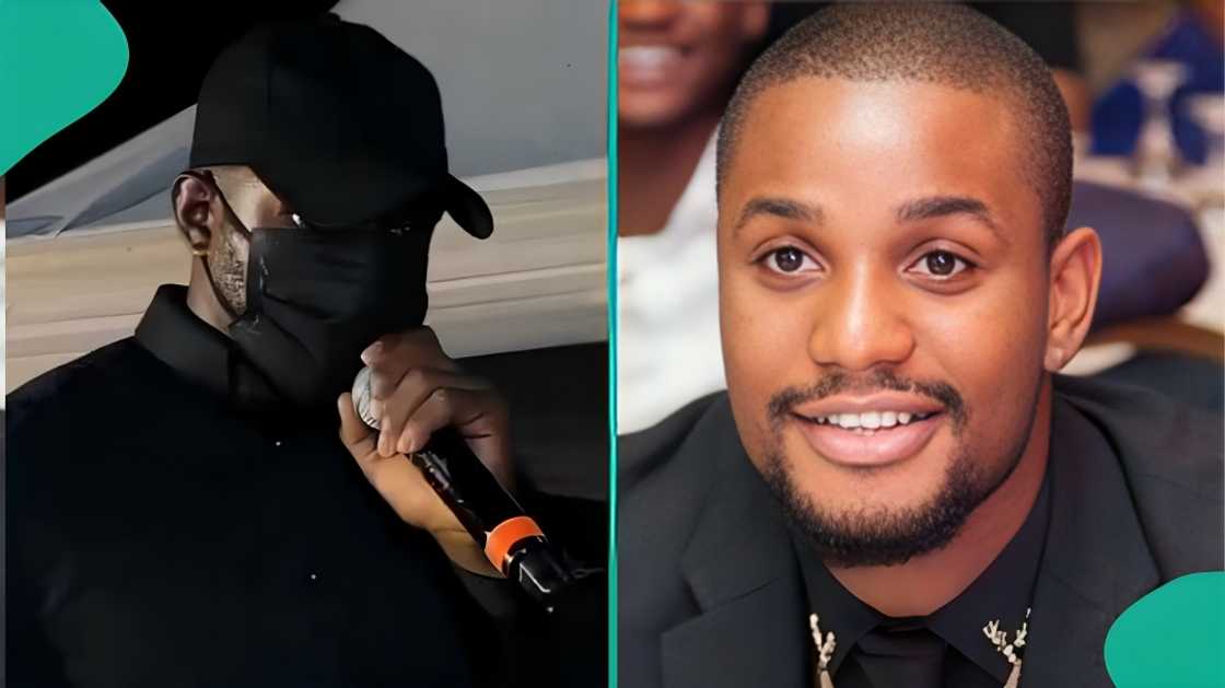 Alexx Ekubo's personal bodyguard Miracle delivered a heartbreaking tribute at his late boss's wake-keep ceremony in Arochukwu, Abia State