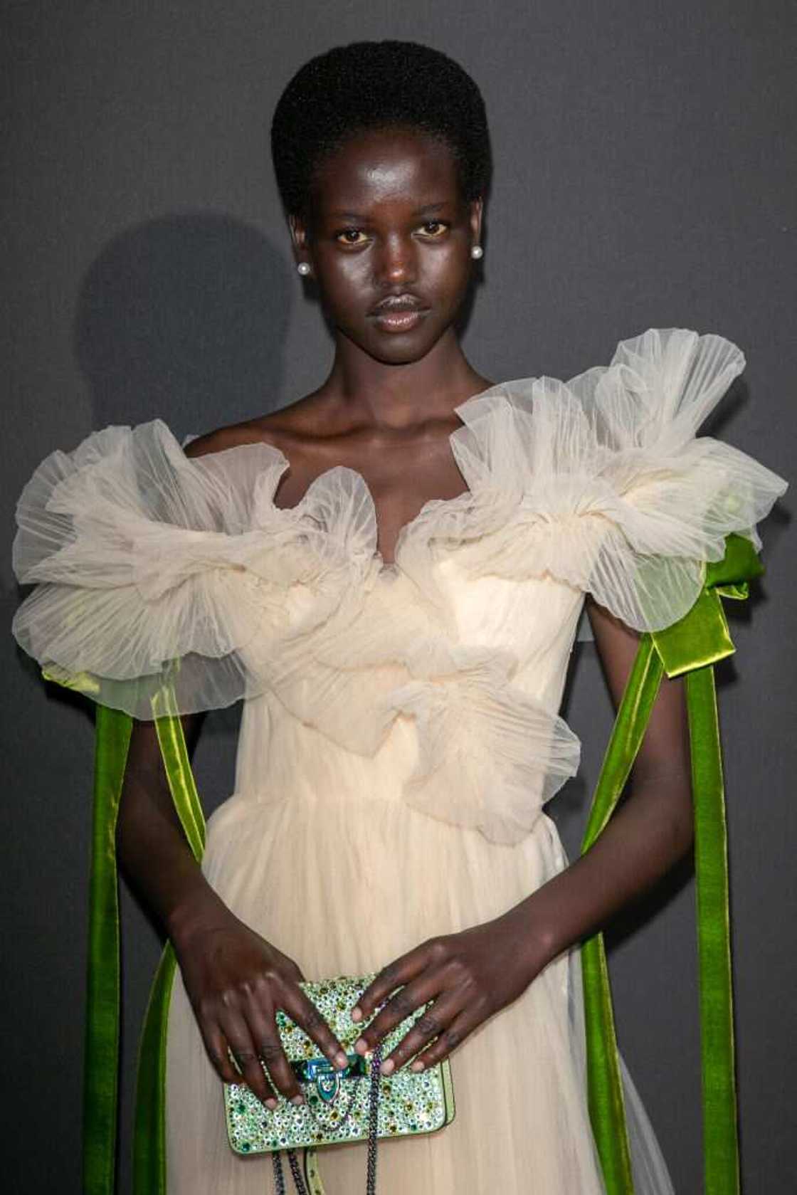 Adut Akech Bior attends the Vogue Foundation Dinner Photocall as part of Paris Fashion Week Musee Galliera on July 3, 2018, in Paris, France Adut Akech Bior attends the Vogue Foundation Dinner Photocall as part of Paris Fashion Week Musee Galliera on July 3, 2018, in Paris, France
