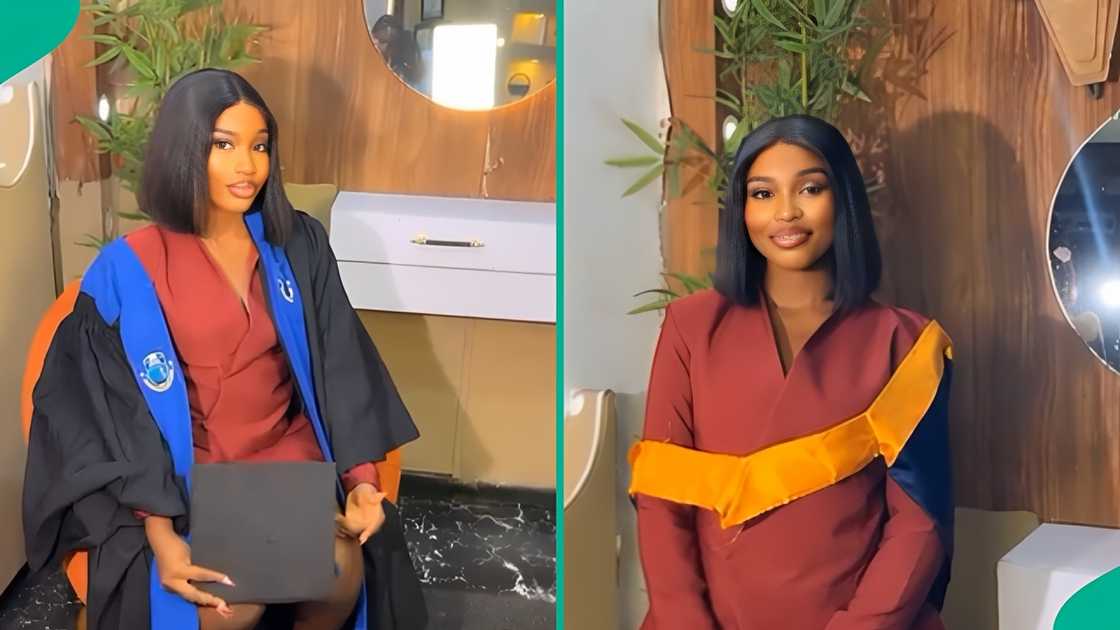 A lady who finished secondary school at 15 celebrates as she finally bagged a degree from UNIPORT. A lady who finished secondary school at 15 celebrates as she finally bagged a degree from UNIPORT.