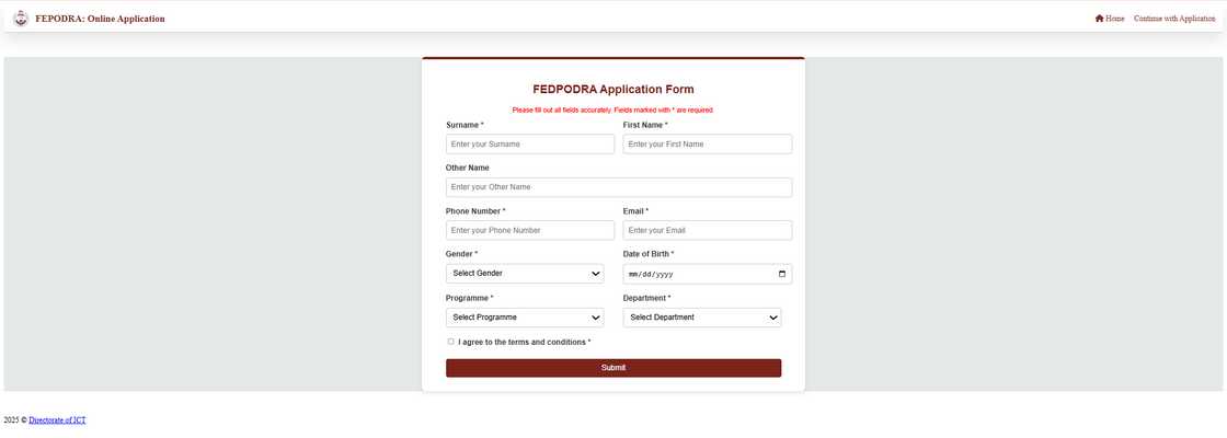 Federal Polytechnic Daura application homepage