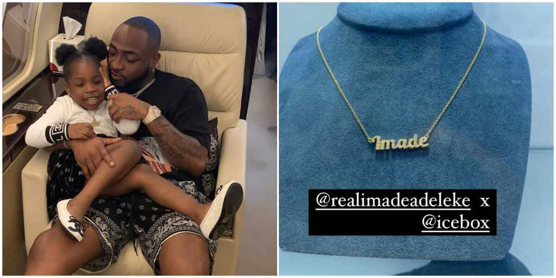 Davido Goes All Out for Daughter Imade, Buys Customized Pendant Worth Millions for Her