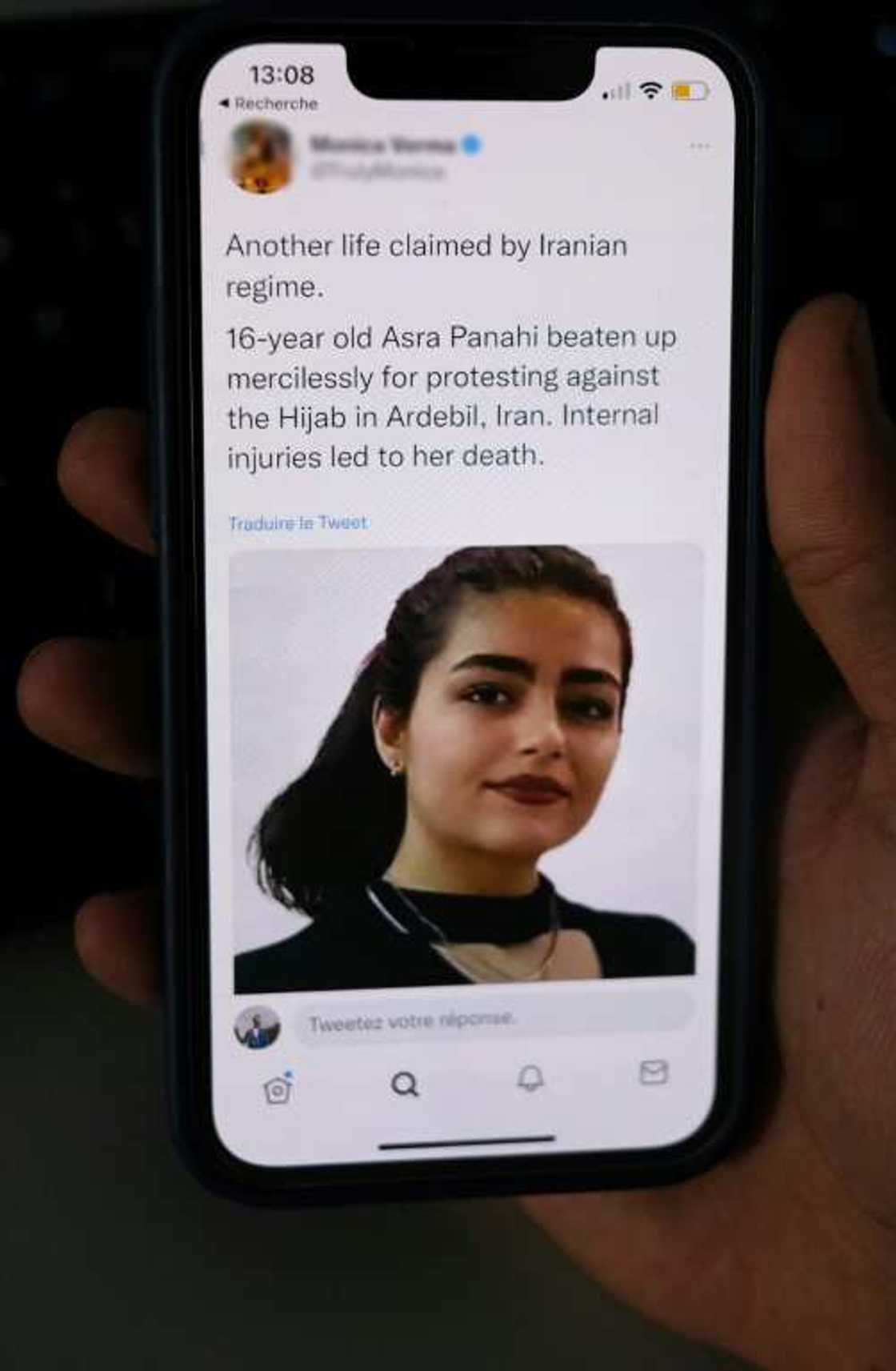 Asra Panahi, 15, died after being beaten by the security forces at school, teachers say Asra Panahi, 15, died after being beaten by the security forces at school, teachers say