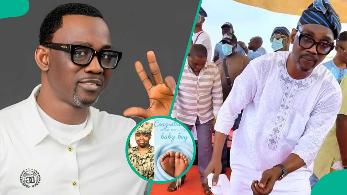 Pasuma celebrates proudly as his daughter Opeyemi welcomes a baby boy while serving in the American Navy in the US