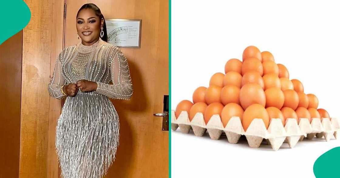 Uche Elendu exclaims over the new prices of eggs in the market.