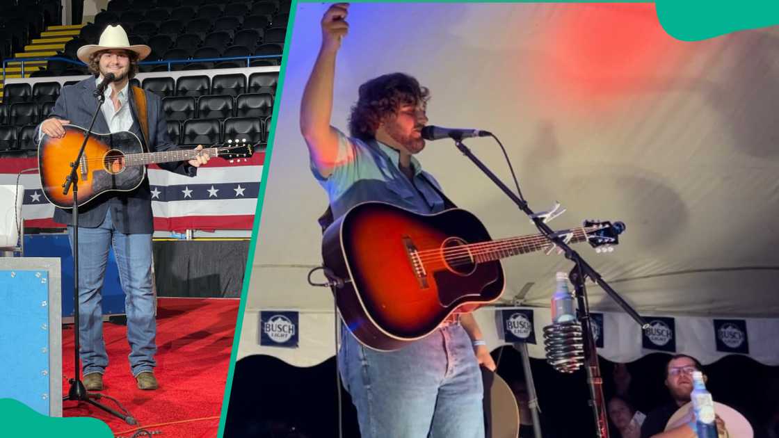 Waylon Hanel performing at the Dort Federal Event Center in Flint MI (L). The singer performing on 14 August 2024 (R).