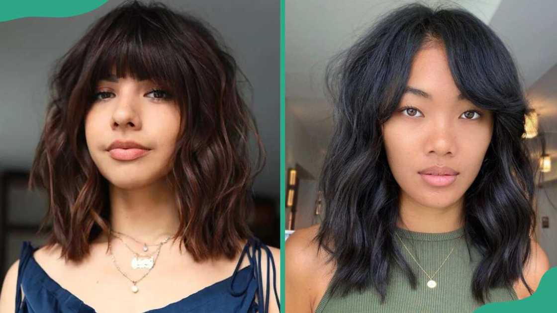 Medium length with bangs Medium length with bangs