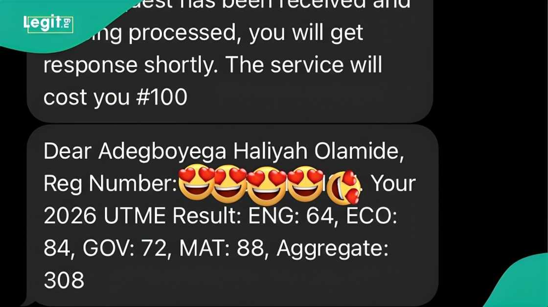 Lady celebrates high UTME score, shows breakdown of 2026 JAMB result