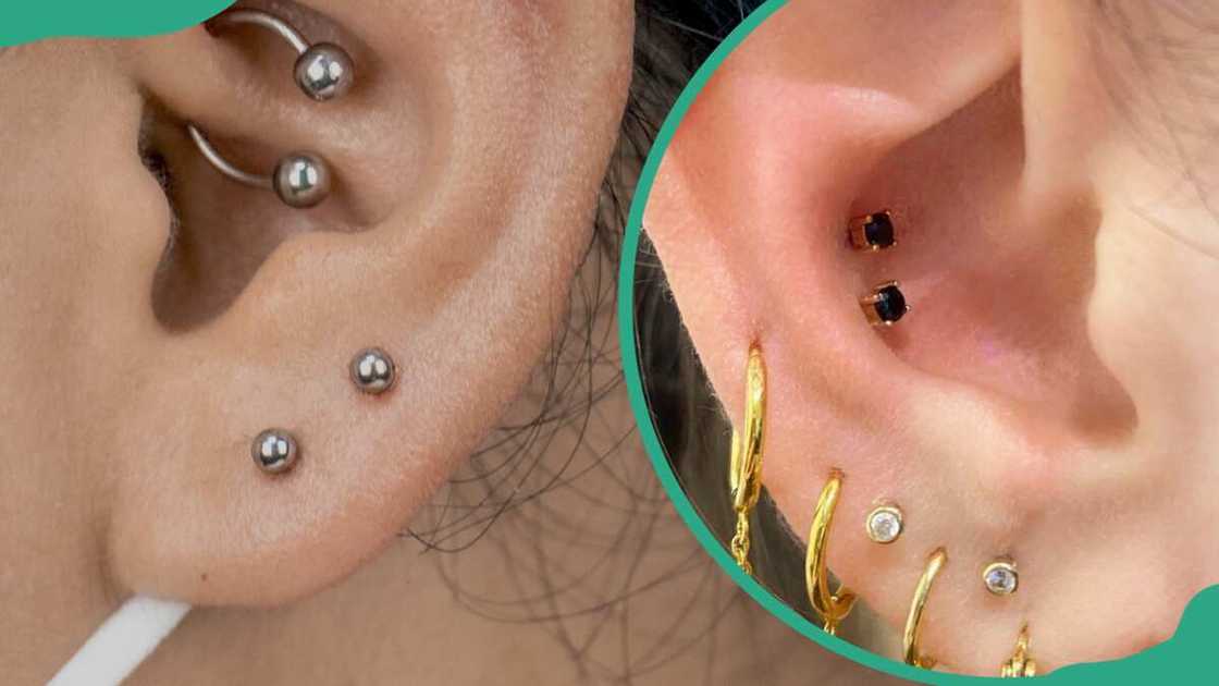 Two women with Snake bite ear piercings