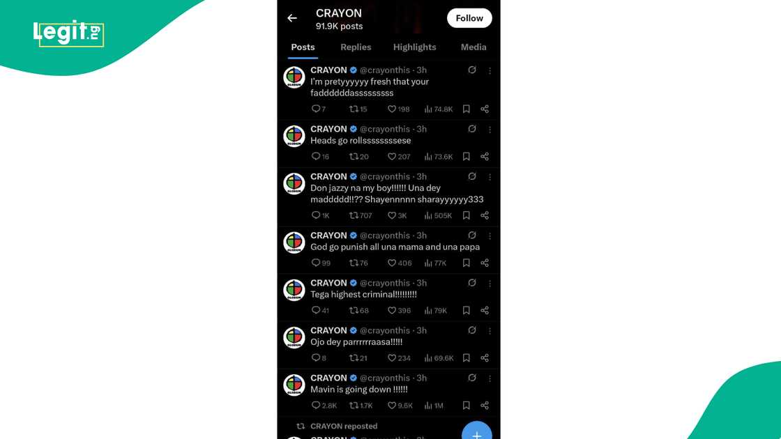 Singer Crayon leaves many talking after calling out former label boss Don Jazzy, others.