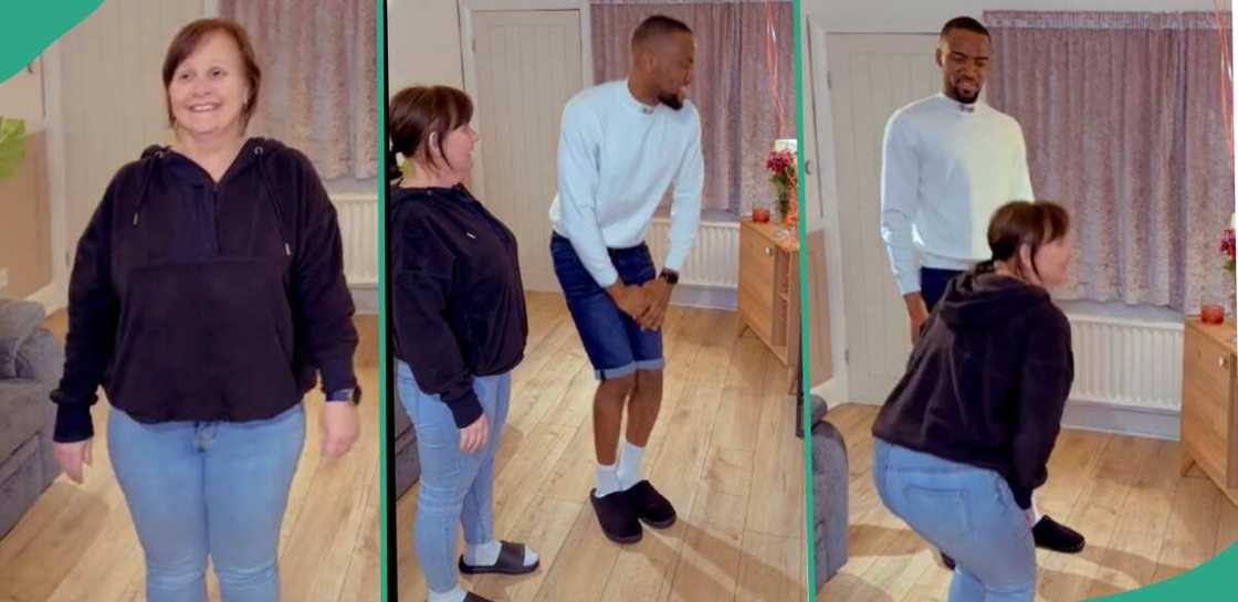 Man teaches Oyinbo lady how to greet elders. Man teaches Oyinbo lady how to greet elders.