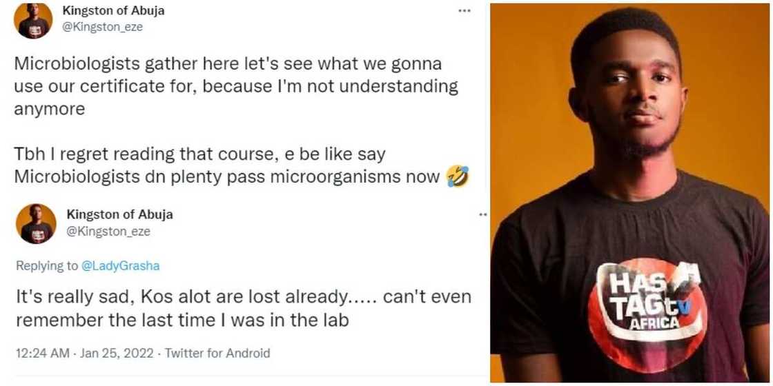 I regret studying microbiology: Nigerian graduate laments on social media, stirs massive reactions I regret studying microbiology: Nigerian graduate laments on social media, stirs massive reactions