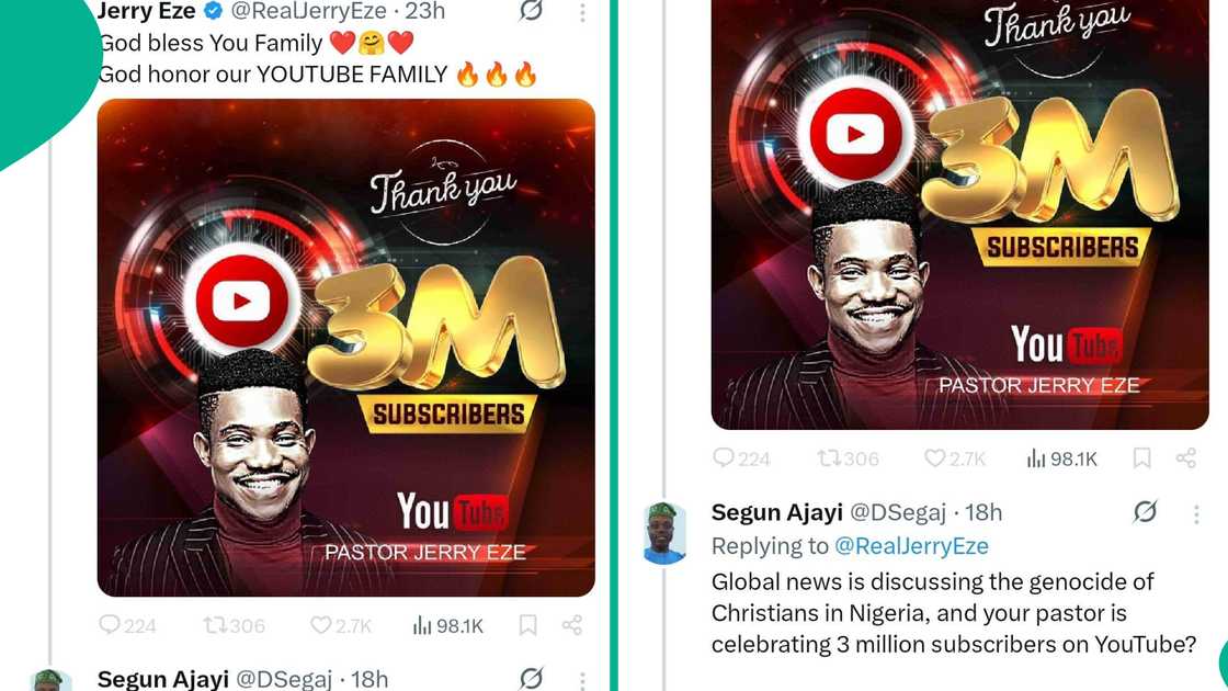 Reactions as Pastor Jerry Eze blocks his critic on X, proof emerges