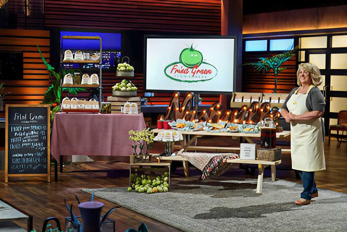 Holly Cooper pitching her business, Fried Green Tomatoes, on Shark Tank. Holly Cooper pitching her business, Fried Green Tomatoes, on Shark Tank.