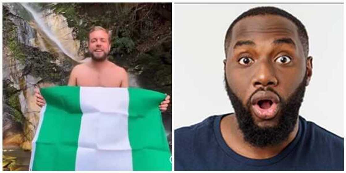 An Oyinbo man who is visiting a tourist attraction in Ekiti state, Nigeria has declared that Nigeria is a safe country