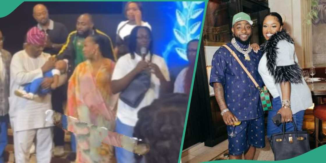 Video of Davido's dad carrying one of his twins trends.